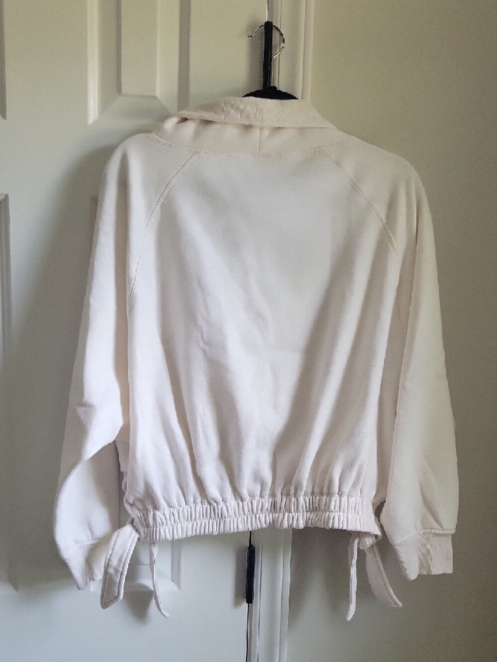Daily Practice Cropped Cream Tie-Hem Sweatshirt - Women Tops - Picture 4 of 8